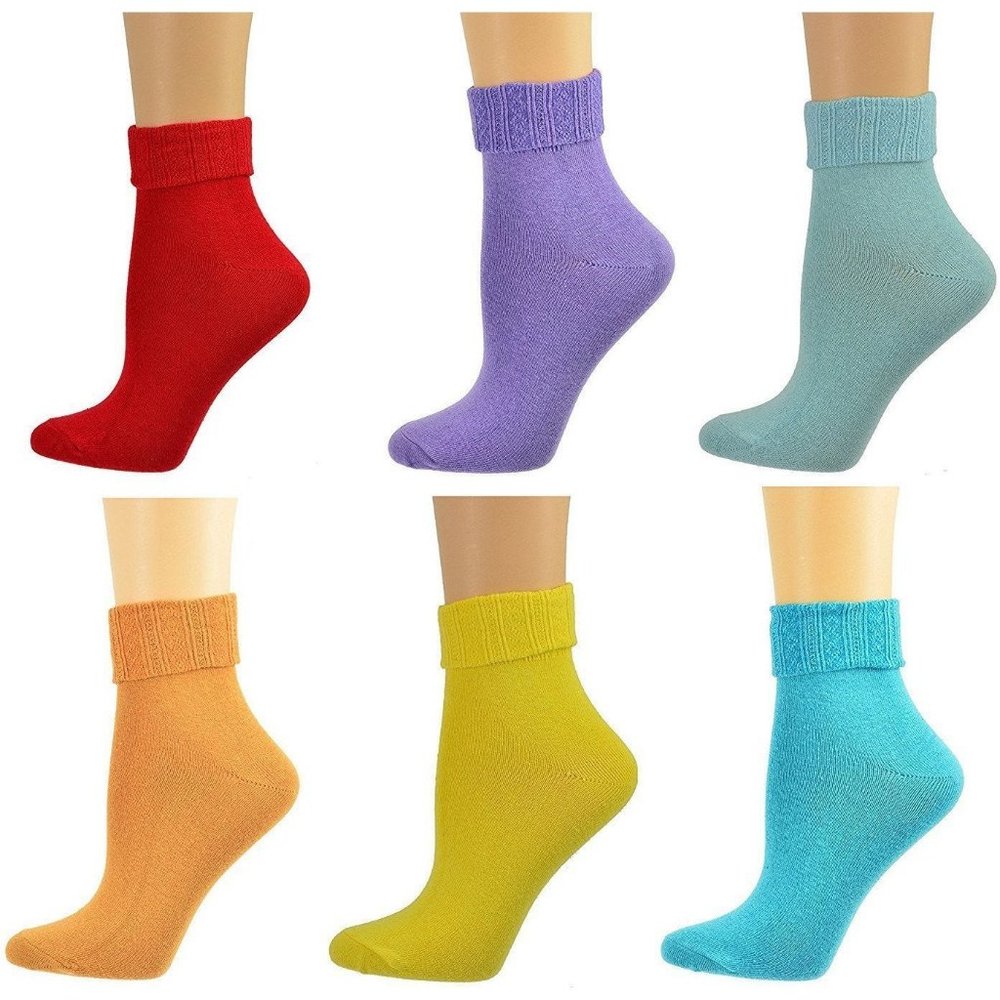 Sierra Socks Women Triple Cuff Crew 6 Pair Socks